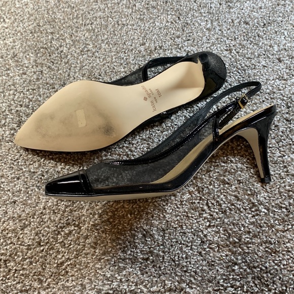 Used Kate Spade mesh sling backs size 10 black - Picture 2 of 8
